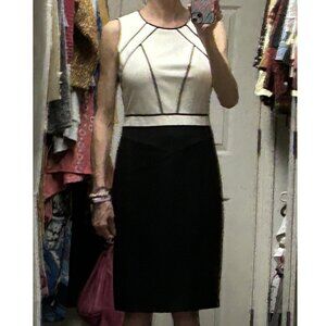 NWT - White House Black Market Black & White Colorblock Sheath Dress - Size 8